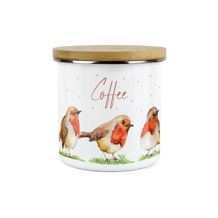 Purely Home English Robins Enamel Kitchen Canisters