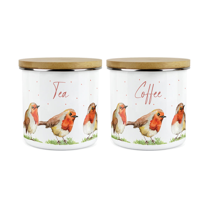 Purely Home English Robins Enamel Kitchen Canister Sets