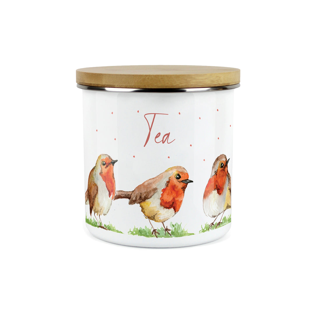 Purely Home English Robins Enamel Kitchen Canisters