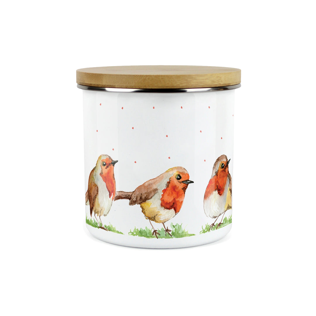Purely Home English Robins Enamel Kitchen Canisters
