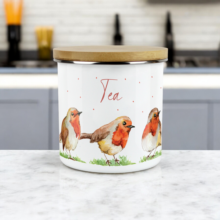 Purely Home English Robins Enamel Kitchen Canisters