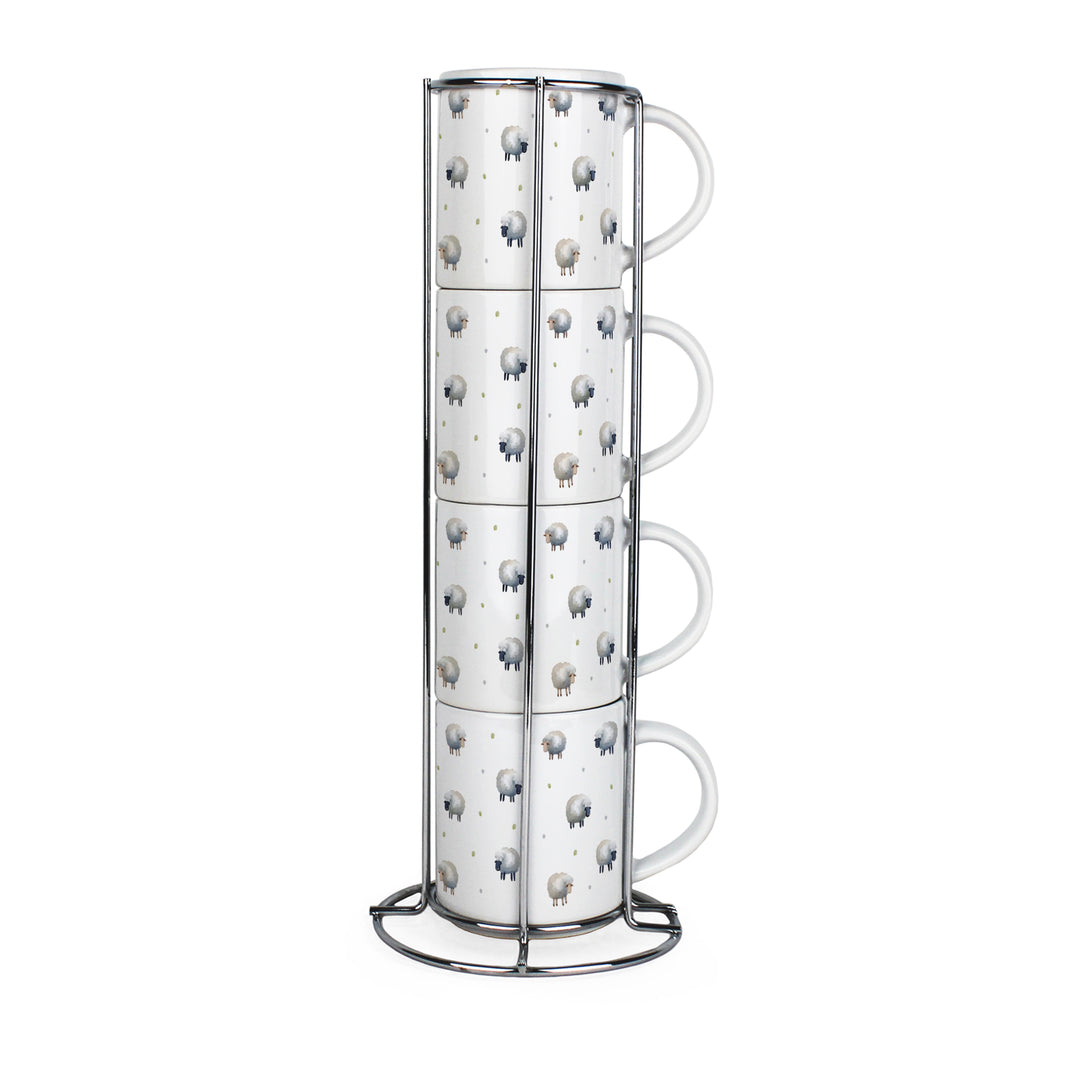 Purely Home Spring Sheep Stacking Mugs Set