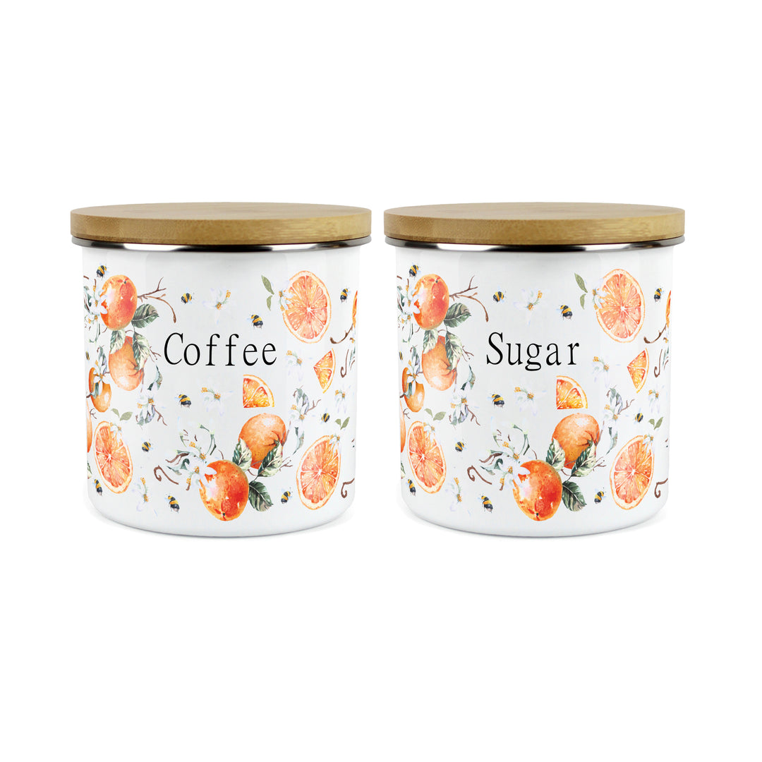 Purely Home Tangerines Enamel Kitchen Canister Sets