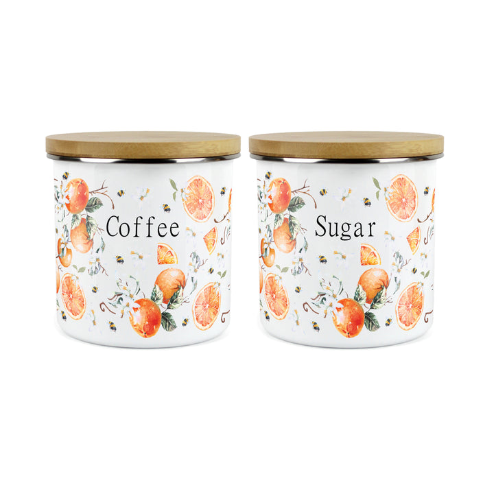 Purely Home Tangerines Enamel Kitchen Canister Sets