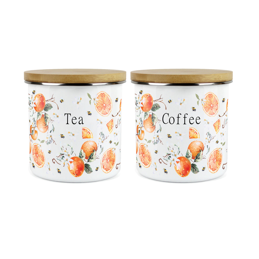 Purely Home Tangerines Enamel Kitchen Canister Sets