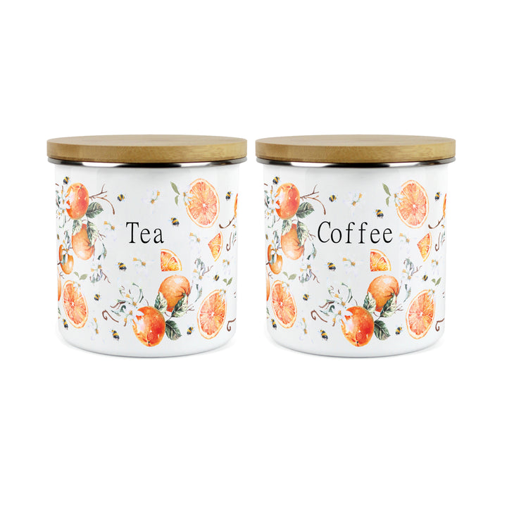 Purely Home Tangerines Enamel Kitchen Canister Sets