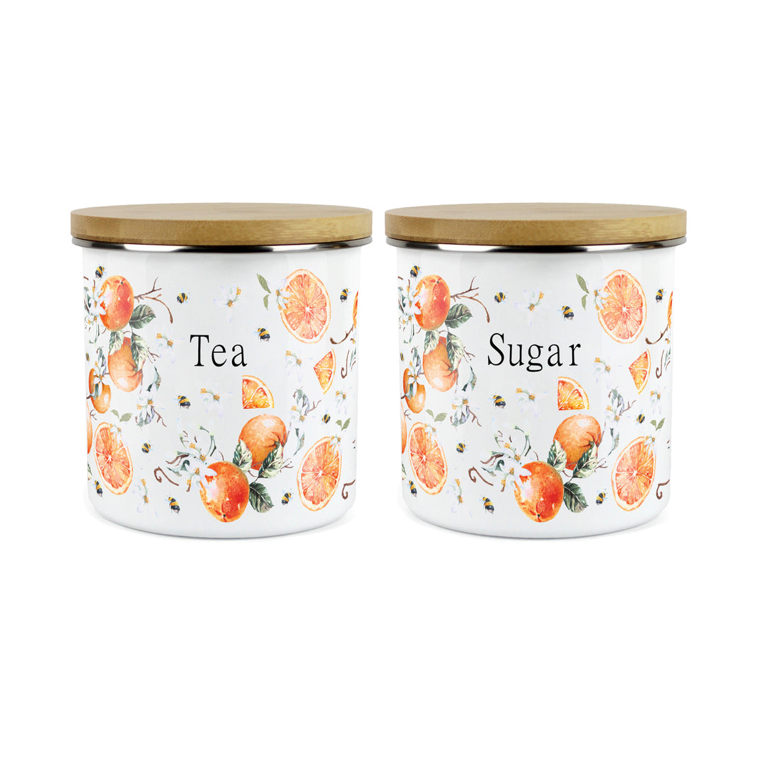Purely Home Tangerines Enamel Kitchen Canister Sets