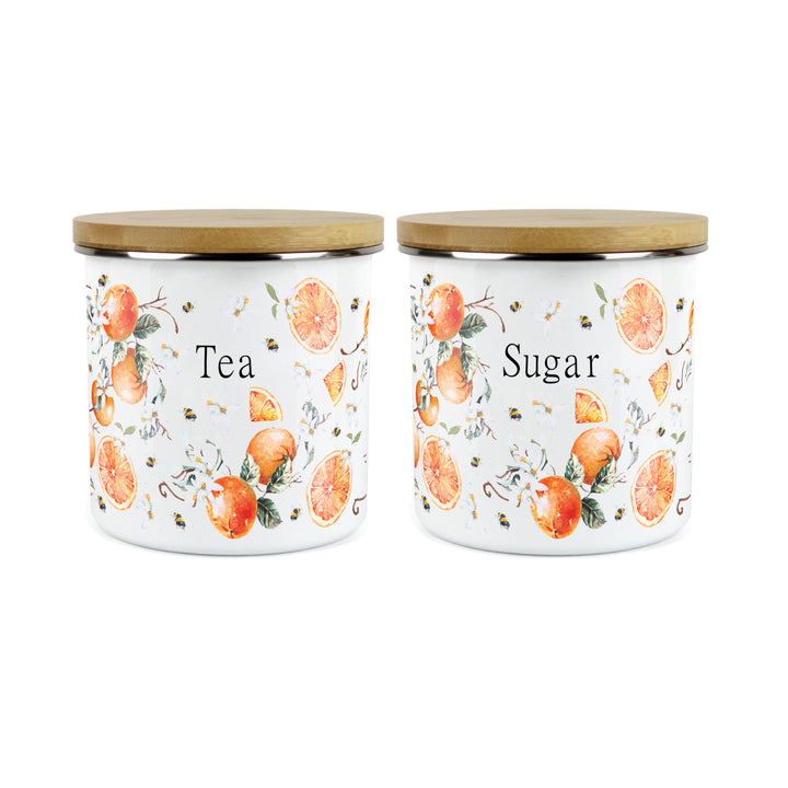 Purely Home Tangerines Enamel Kitchen Canister Sets