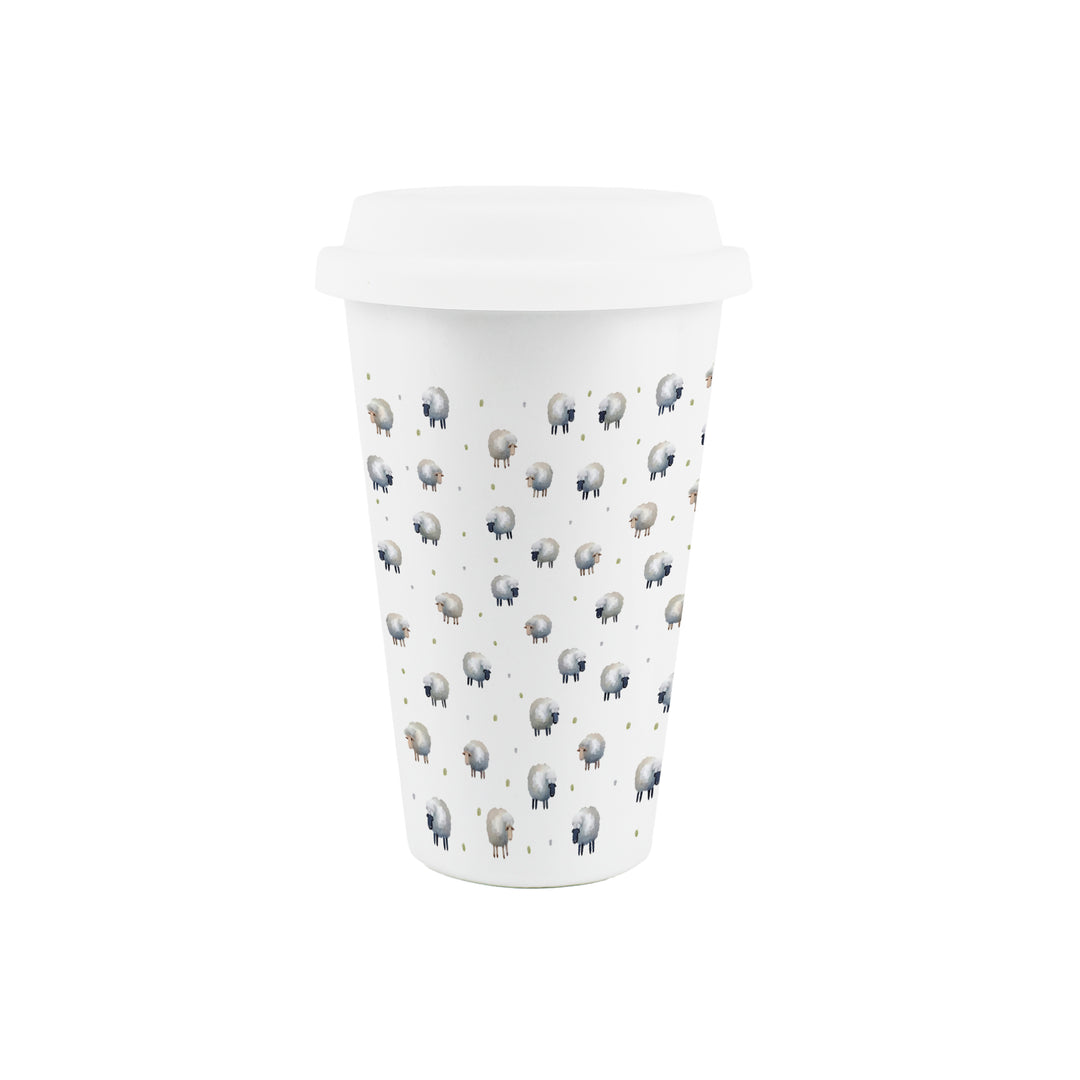 Purely Home Spring Sheep Ceramic Travel Mug