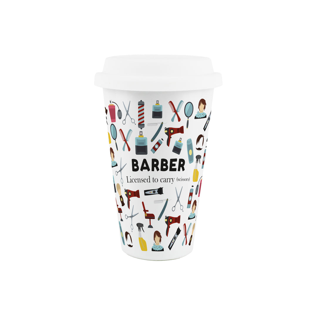 Purely Home Barber Ceramic Travel Mug