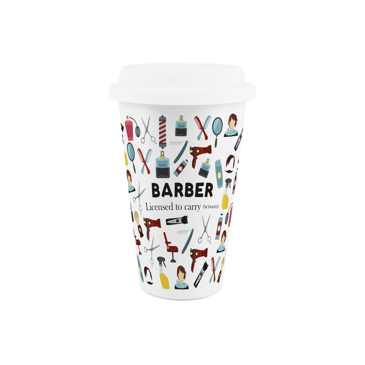 Purely Home Barber Ceramic Travel Mug