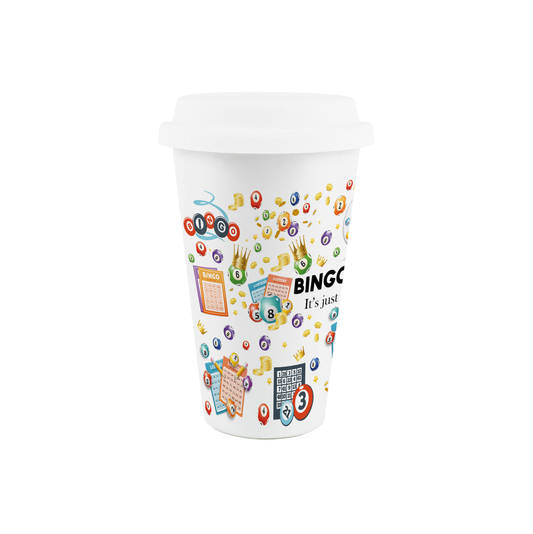 Purely Home Bingo Caller Ceramic Travel Mug
