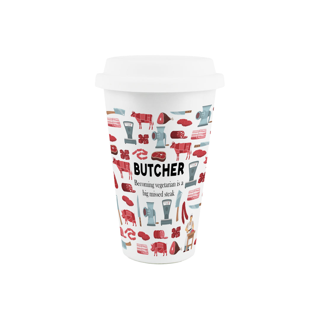 Purely Home Butcher Ceramic Travel Mug