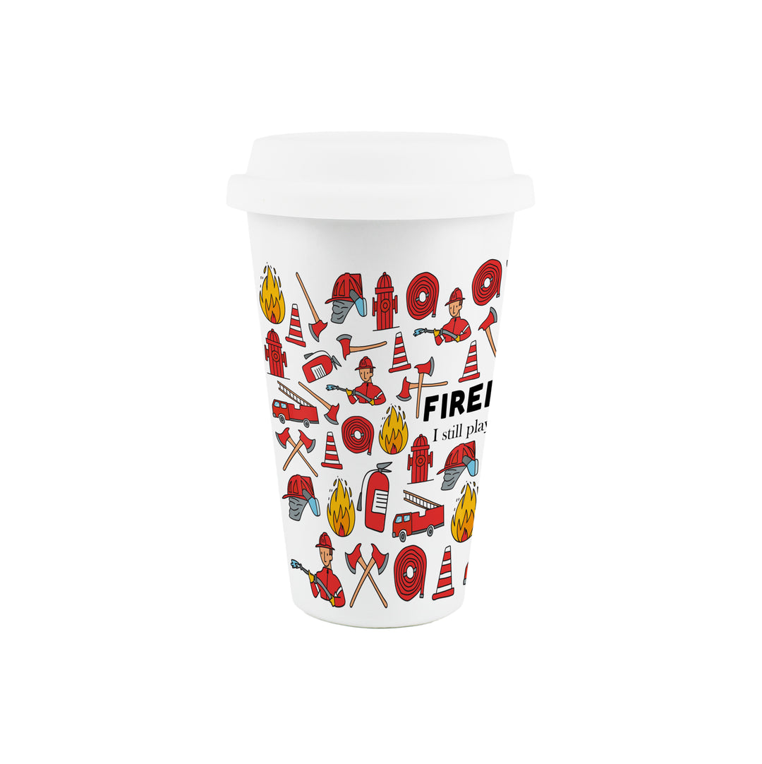 Purely Home Firefighter Ceramic Travel Mug