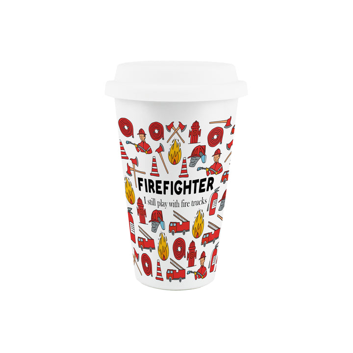 Purely Home Firefighter Ceramic Travel Mug