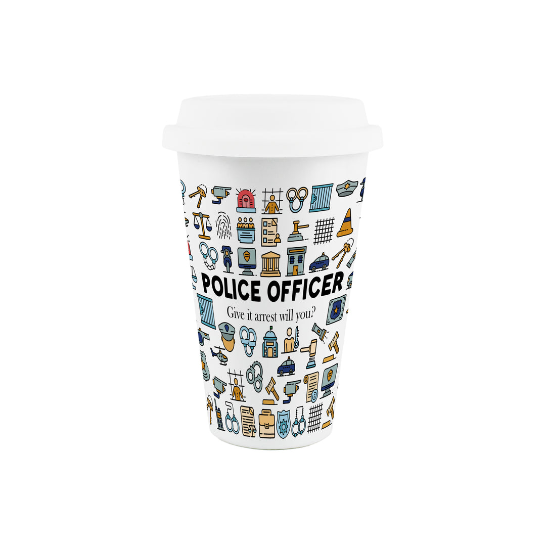 Purely Home Police Officer Ceramic Travel Mug