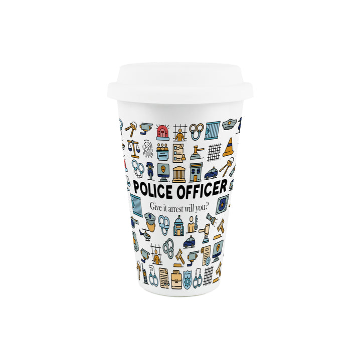 Purely Home Police Officer Ceramic Travel Mug