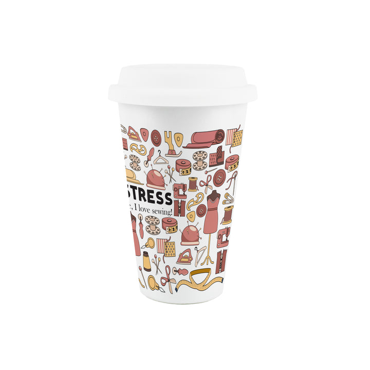 Purely Home Seamstress Ceramic Travel Mug