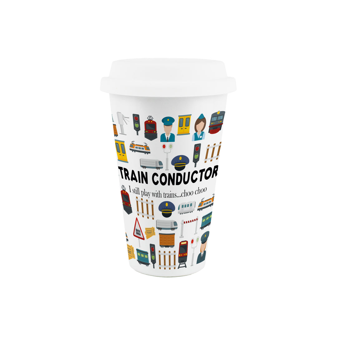 Purely Home Train Conductor Ceramic Travel Mug