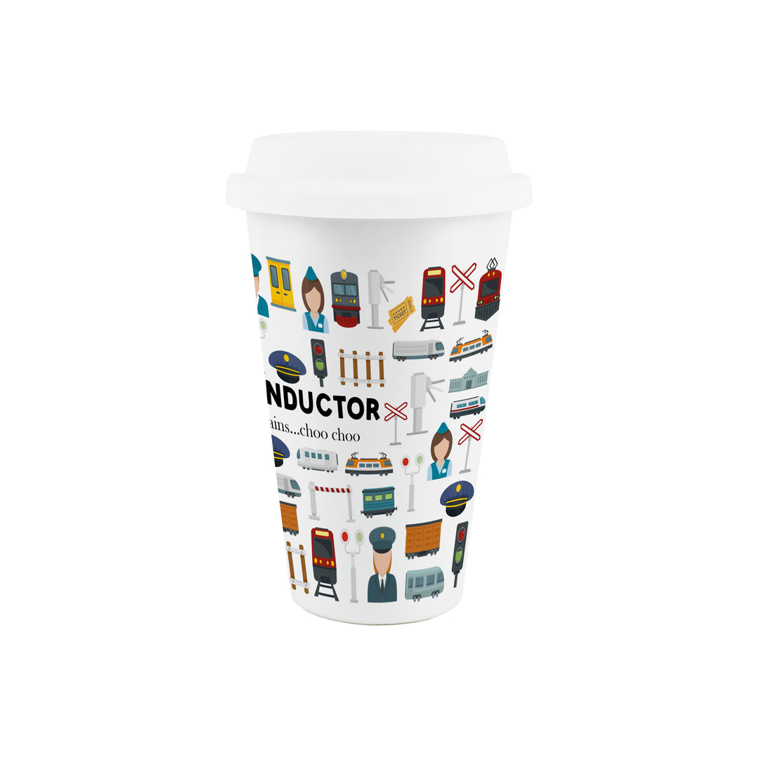 Purely Home Train Conductor Ceramic Travel Mug