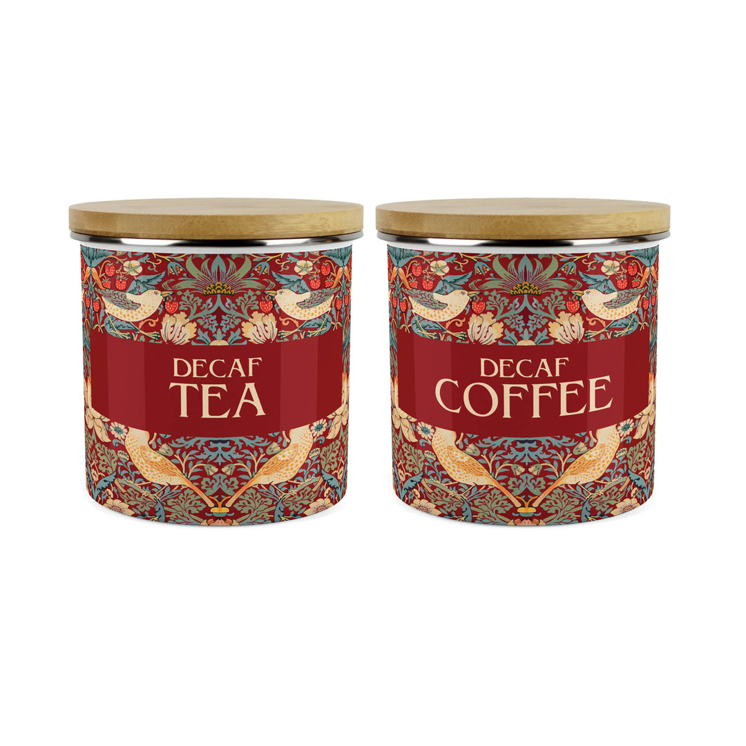 Purely Home Strawberry Thief Enamel Kitchen Canister Sets - Red