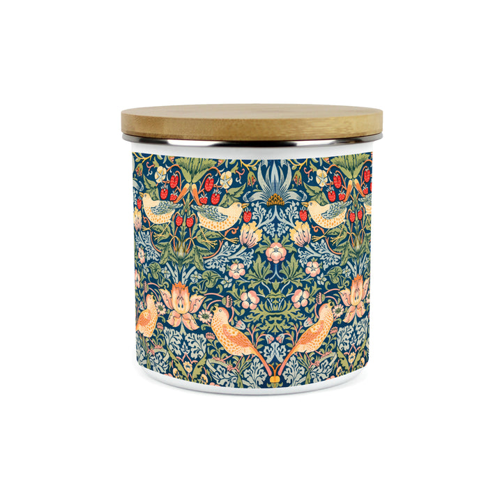 Purely Home Strawberry Thief Enamel Kitchen Canisters - Blue