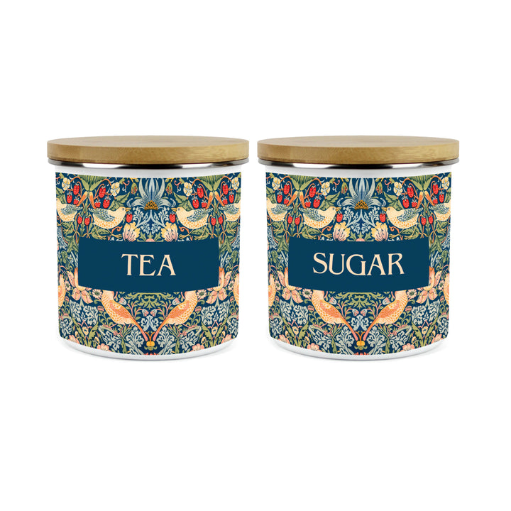 Purely Home Strawberry Thief Enamel Kitchen Canister Sets - Blue