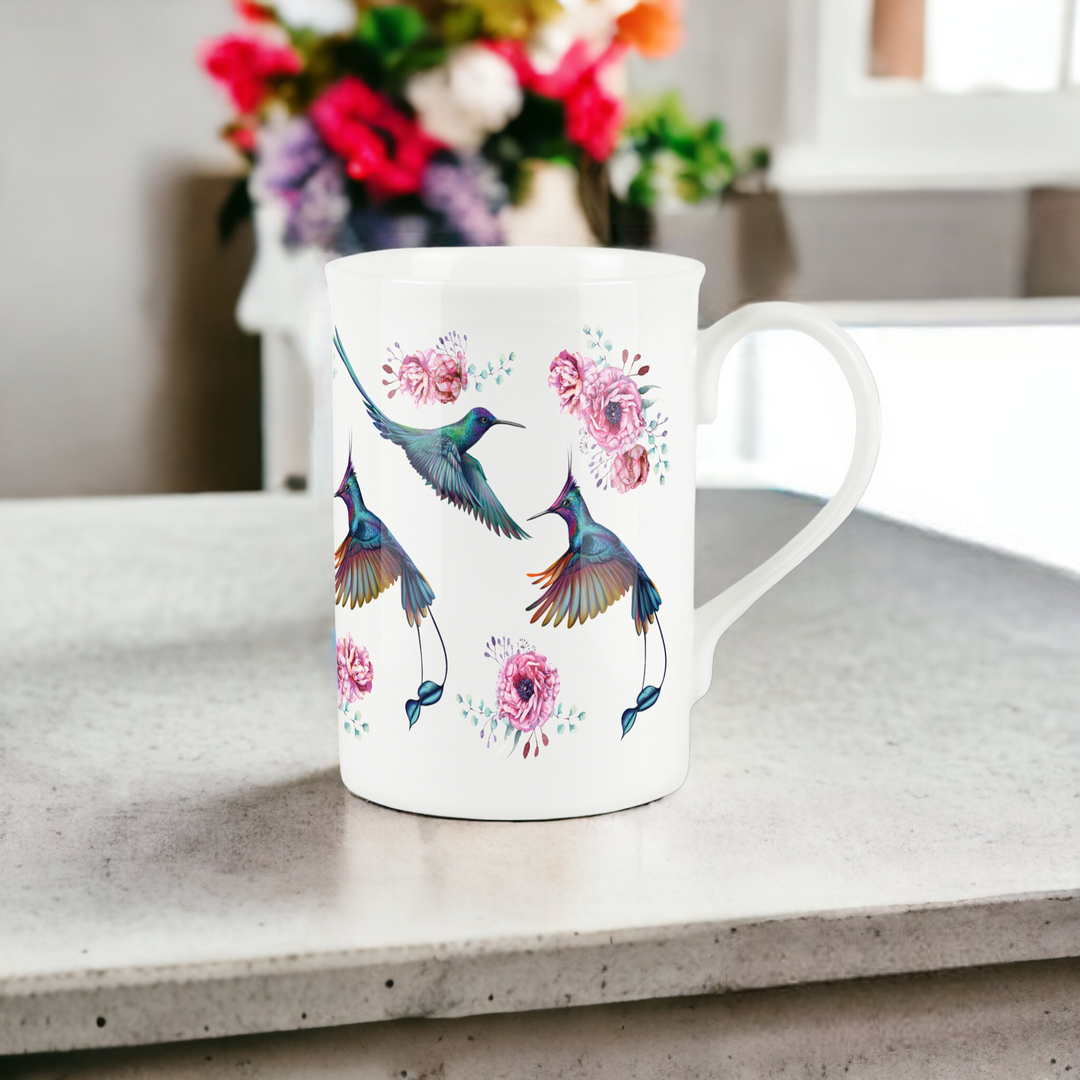 Purely Home Floral Hummingbirds Bone China Mug