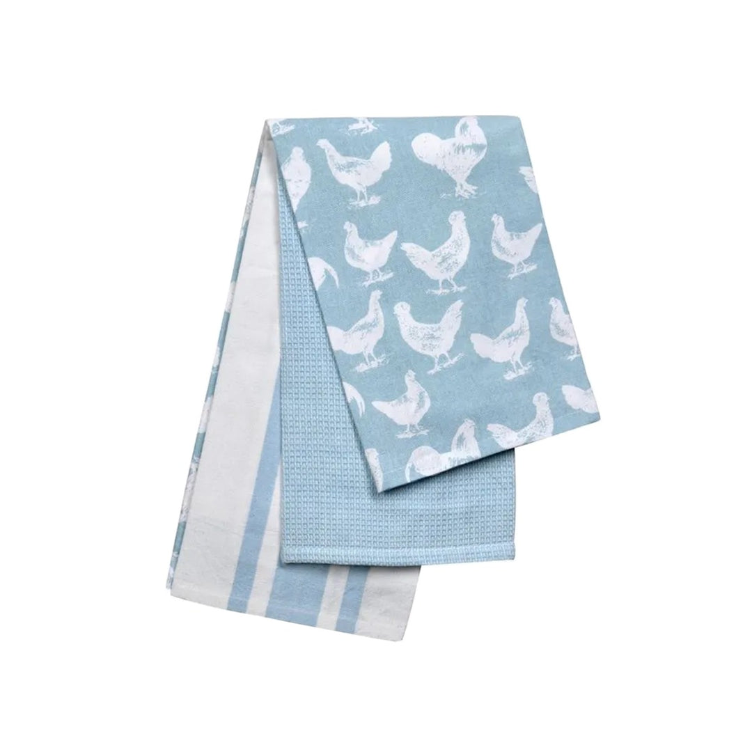 The Pantry Blue Hen & Cockerel Tea Towels Set