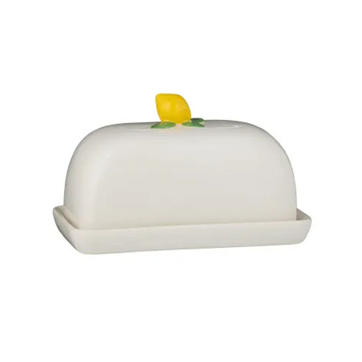 Cream butter dish with 3D lemon-shaped handle