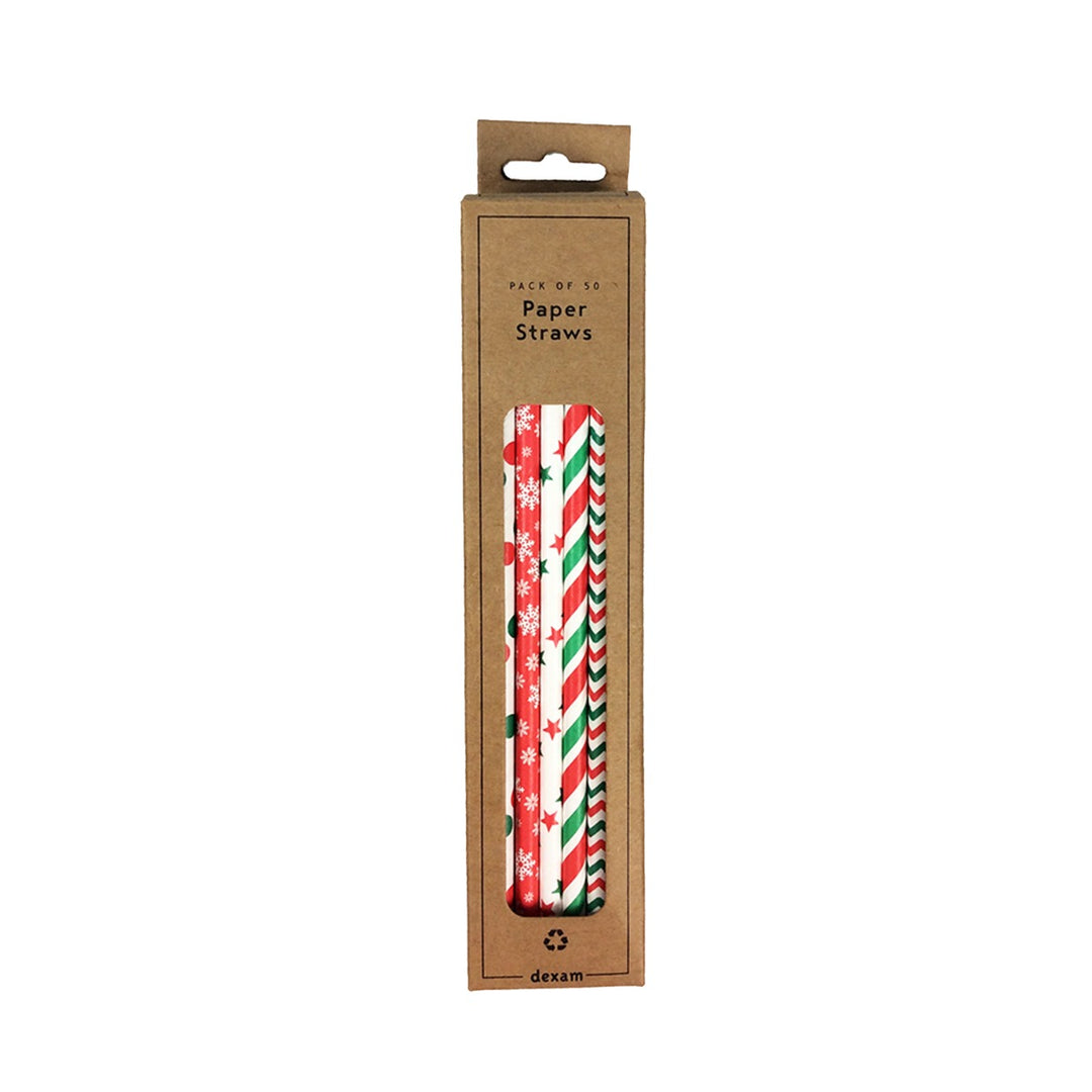 Dexam Christmas Paper Straws - Pack of 50