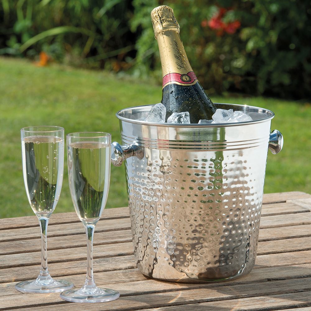 Epicurean Elegant Silver Hammered Champagne Bucket