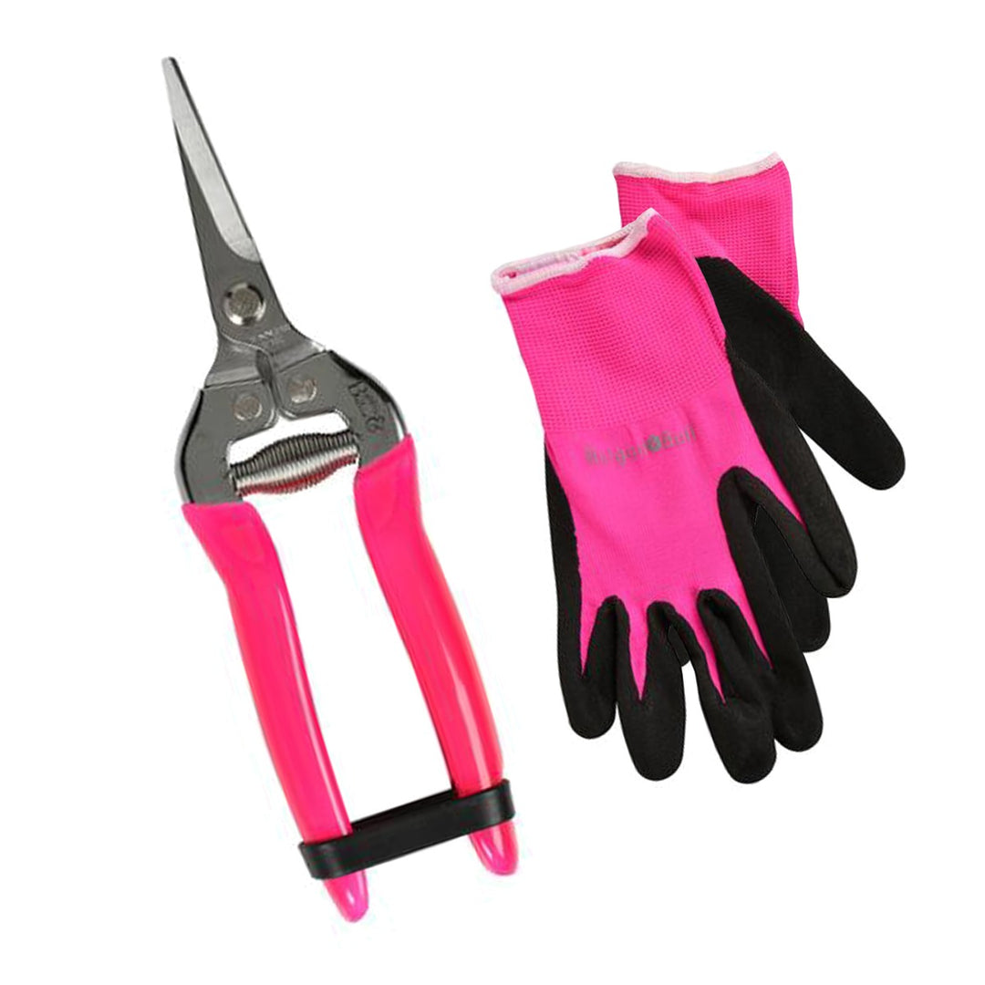 Burgon & Ball FloraBrite Gardening Gloves & Flower Snip Set - Pink