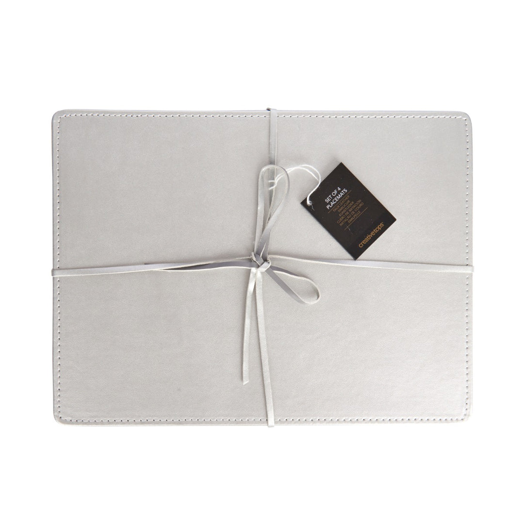 Creative Tops Silver Faux Leather Placemats