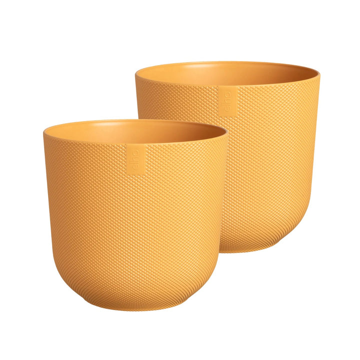 Elho Amber Yellow Jazz Round Recycled Plastic Plant Pot - 19cm