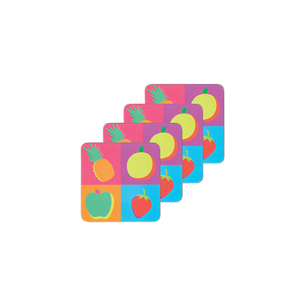 KitchenCraft Colourful Fruit Cork Coasters