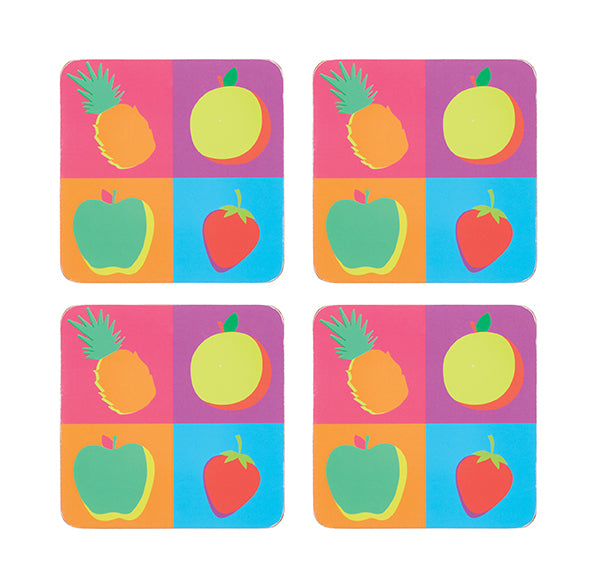 KitchenCraft Colourful Fruit Cork Coasters