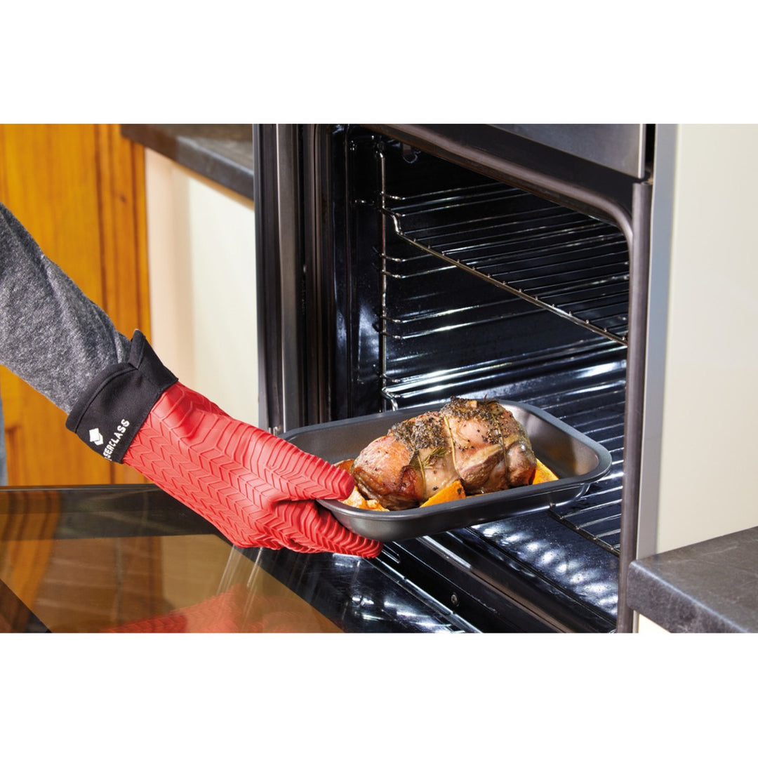 MasterClass Silicone Fleece Lined Oven Glove - Red