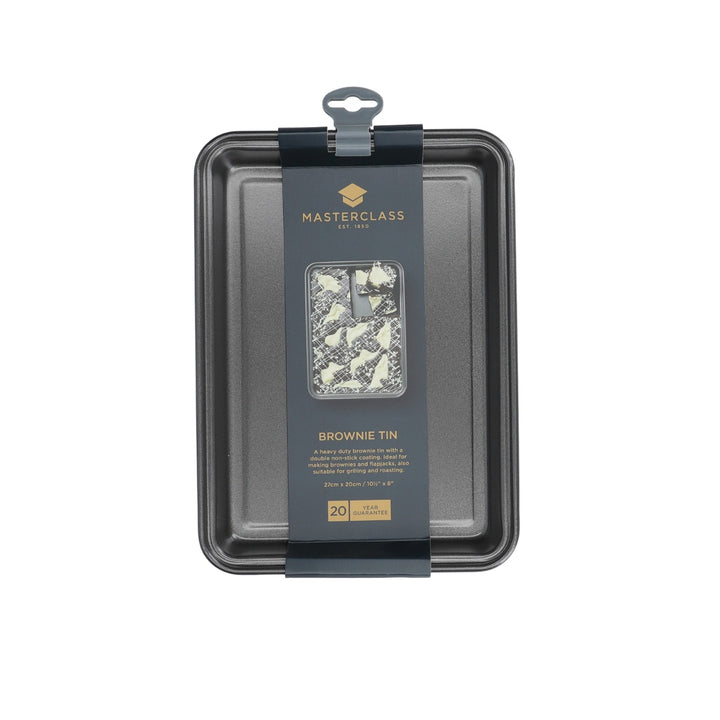 metal brownie tin in cardboard packaging