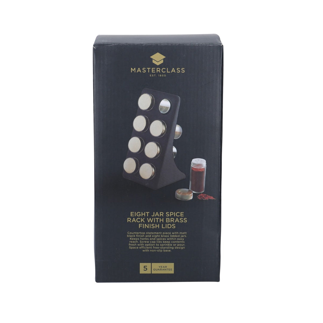 MasterClass Eight Jar Brass Finish Spice Rack