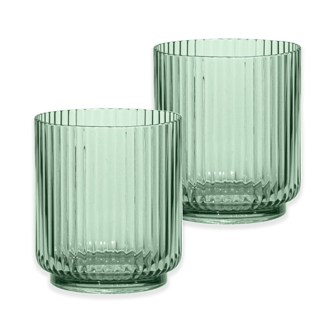 Mesa Acrylic Ribbed Tumbler Drinking Cups - Sage Green