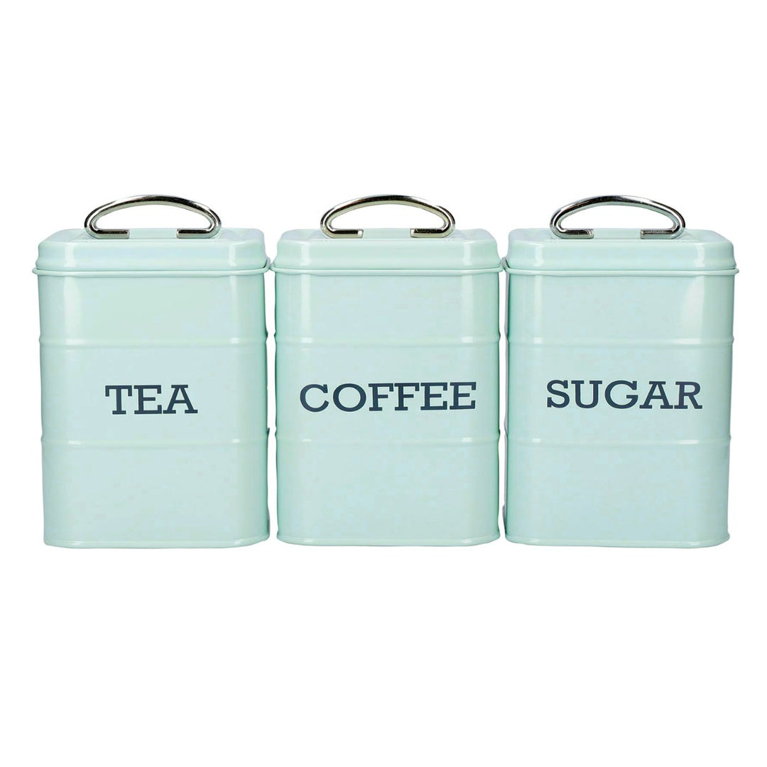 Living Nostalgia Vintage Blue Tea, Coffee & Sugar Canister Set