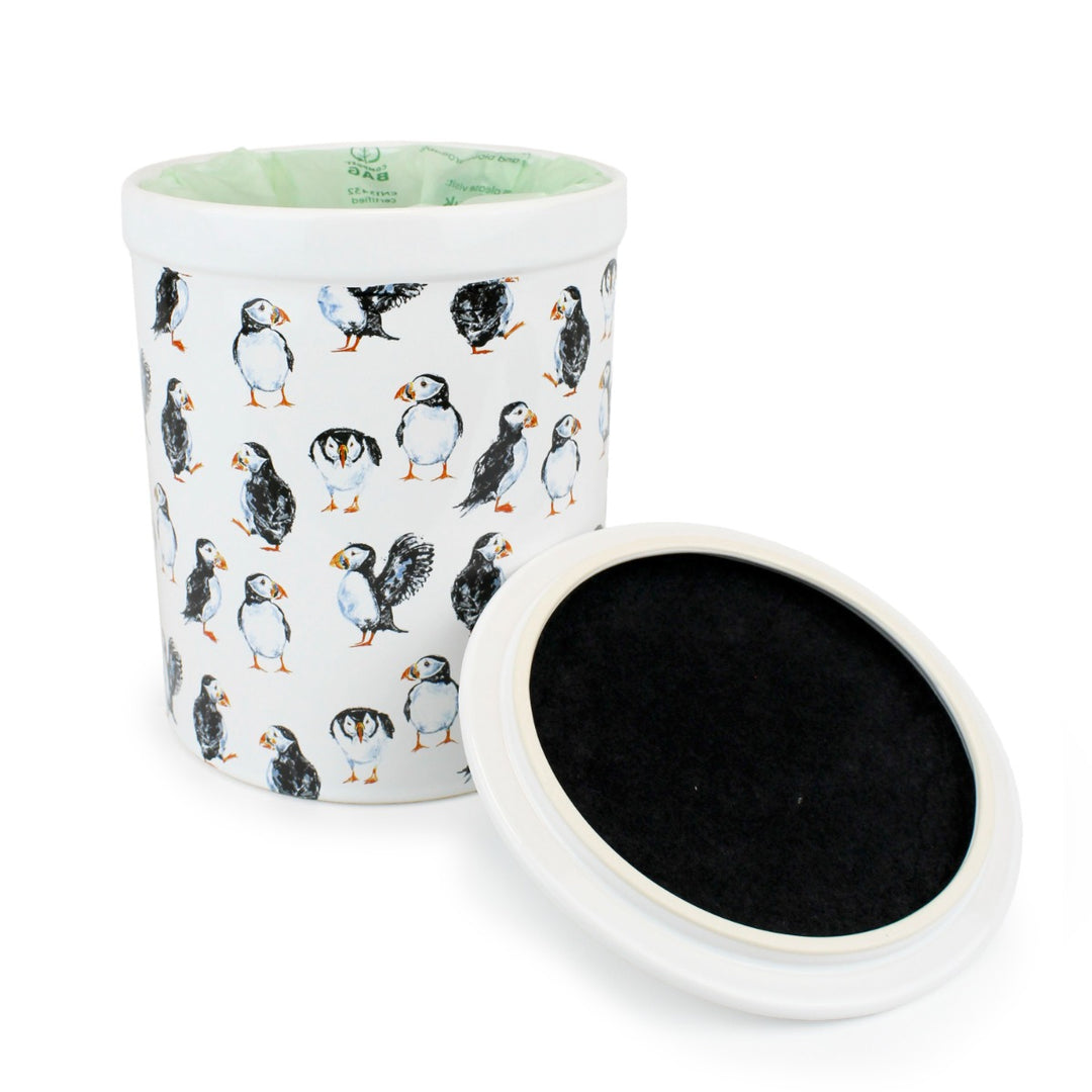 Barrington Ceramic Compost Caddy - Puffins