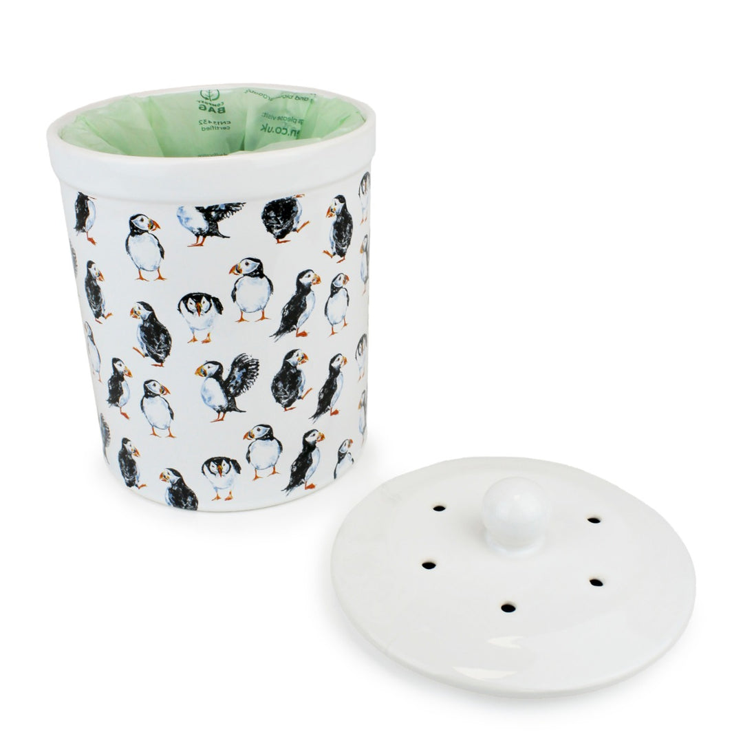 Barrington Ceramic Compost Caddy - Puffins