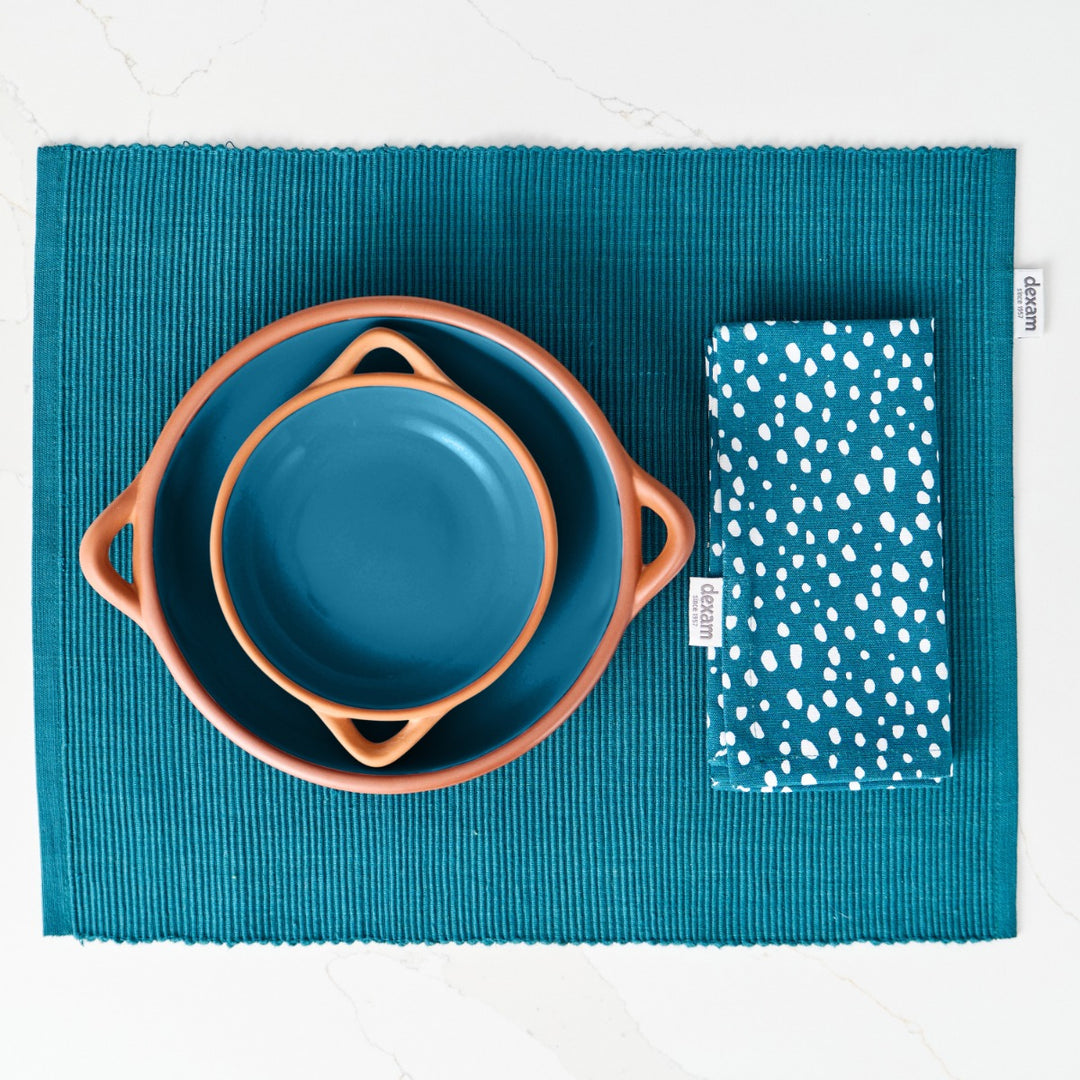 Dexam Sintra Spotted Recycled Cotton Napkin & Placemat Set - Ink Blue