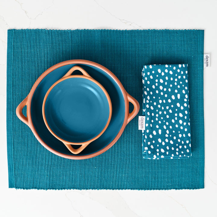 Dexam Sintra Spotted Recycled Cotton Napkin & Placemat Set - Ink Blue