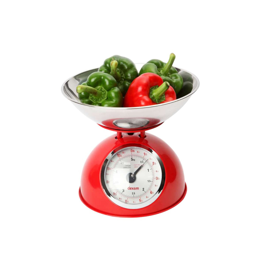 Dexam Mechanical Scales with Stainless Steel Bowl - Red