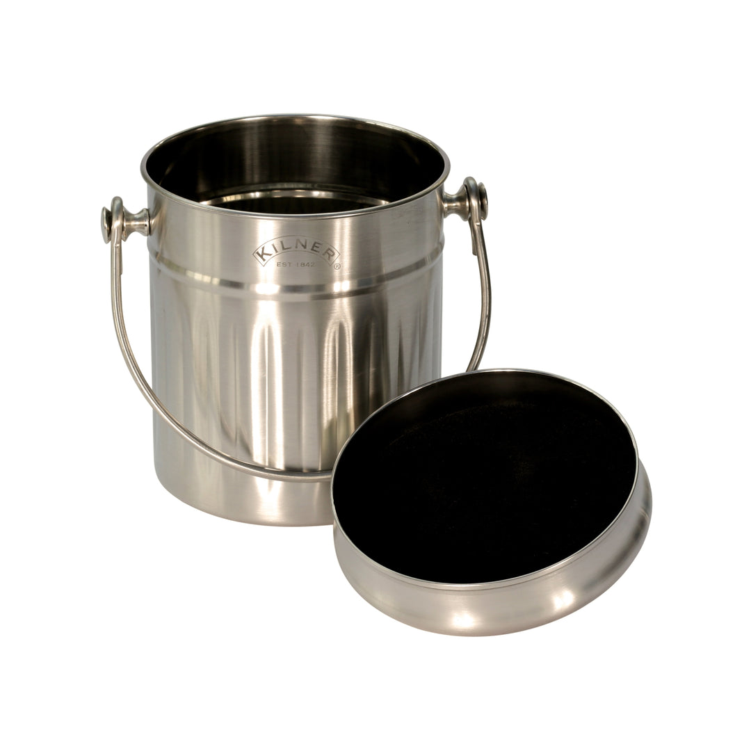 Silver caddy with handle and filters