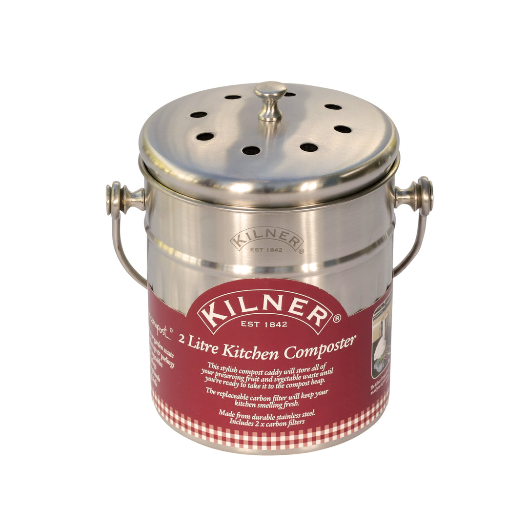 Kilner Mini Brushed Steel Compost Caddy