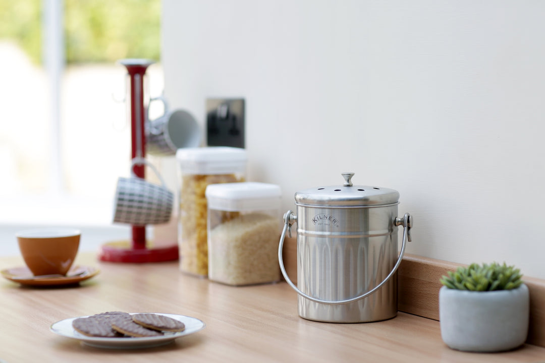 Kilner Mini Brushed Steel Compost Caddy